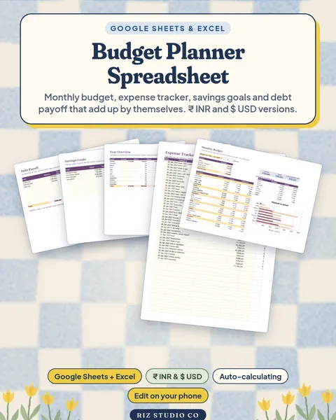 Budget Planner Spreadsheet (Google Sheets & Excel) budget spreadsheet cover