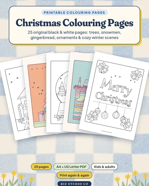 Christmas Colouring Pages: 25 Printable Pages Christmas colouring page cover