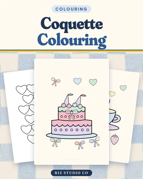 Coquette Colouring Book: 24 Bows, Cakes, Teacups & Pearls Pages – New · 24 pages · bold & easy