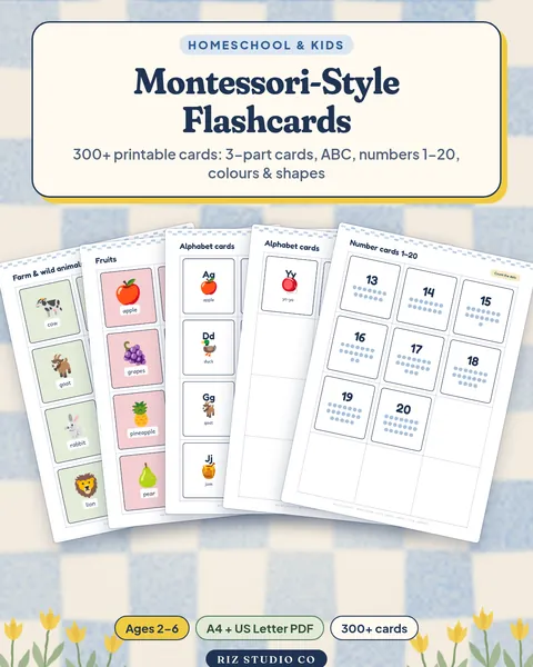 Montessori-Style Flashcards & 3-Part Cards: 300+ Printable Cards Montessori flashcard cover