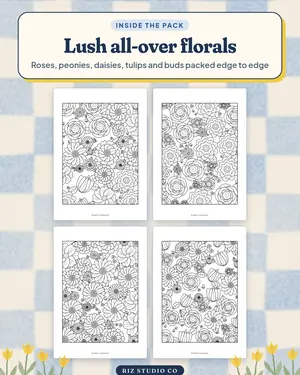 Botanical Garden Colouring preview 1 floral colouring page