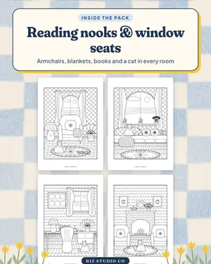 Cozy Interiors Colouring preview 1 cozy room colouring page