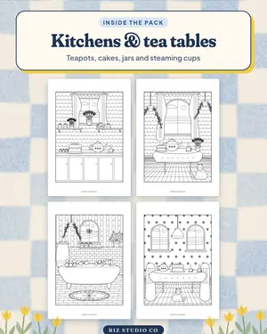 Cozy Interiors Colouring preview 2 cozy room colouring page
