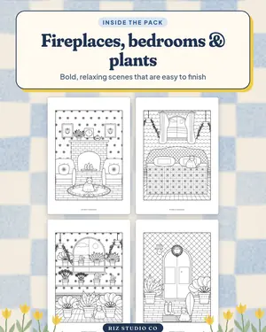 Cozy Interiors Colouring preview 3 cozy room colouring page