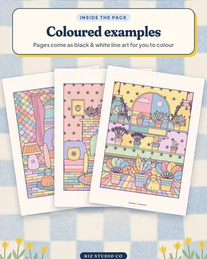 Cozy Interiors Colouring preview 4 cozy room colouring page