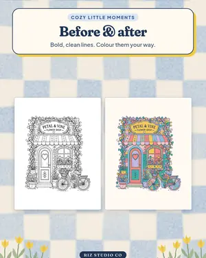 Cozy Little Moments preview 1 cozy colouring page