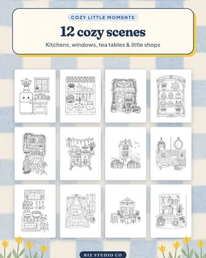 Cozy Little Moments preview 2 cozy colouring page