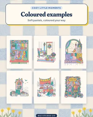 Cozy Little Moments preview 4 cozy colouring page