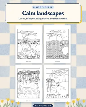 Cozy Village Colouring preview 3 village colouring page