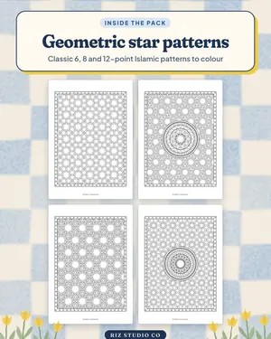 Islamic Geometric Colouring preview 1 Islamic colouring page