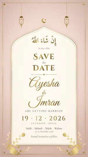 Noor Nikah save the date ivory blush gold e-invite template