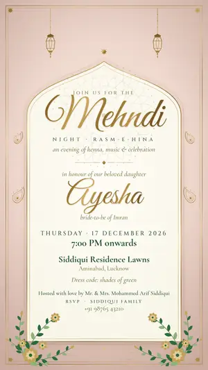 Noor Nikah mehndi blush mehndi green e-invite template
