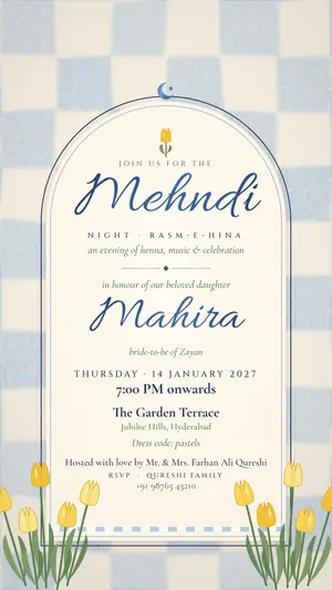 Blue Tulip mehndi blue tulip e-invite template