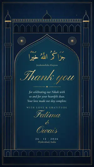Hyderabadi Nizami thank you navy teal e-invite template