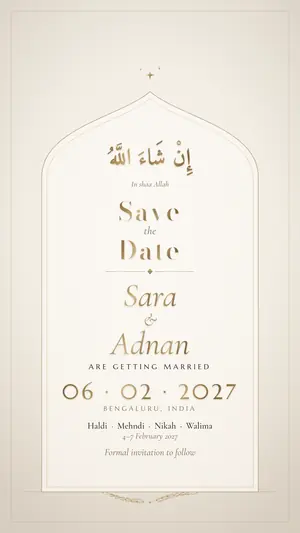 Minimal Modern save the date ivory beige e-invite template