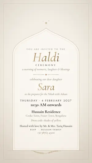 Minimal Modern haldi ivory beige e-invite template