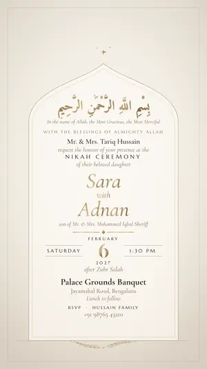 Minimal Modern nikah ivory beige e-invite template