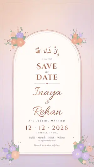 Pastel Floral save the date peach lilac e-invite template