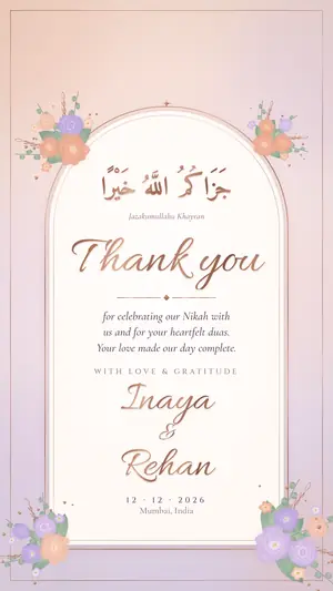 Pastel Floral thank you peach lilac e-invite template