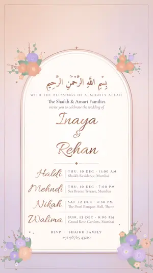 Pastel Floral all events peach lilac e-invite template