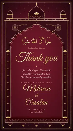 Royal Mughal thank you maroon e-invite template