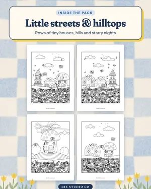 Whimsical Houses Colouring preview 3 whimsical house colouring page
