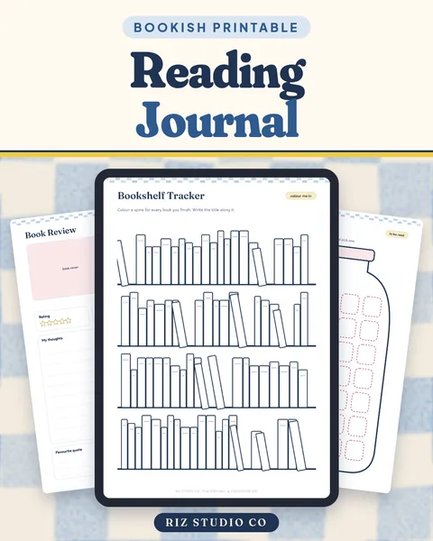 Reading Journal: Book Tracker, Reviews, TBR & Quotes (17 Pages) – Bookish · printable & tablet