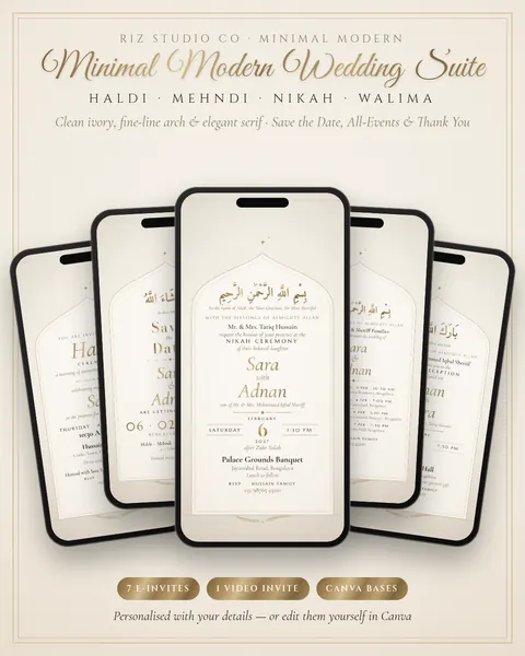 Minimal Modern Wedding Suite e-invite template cover